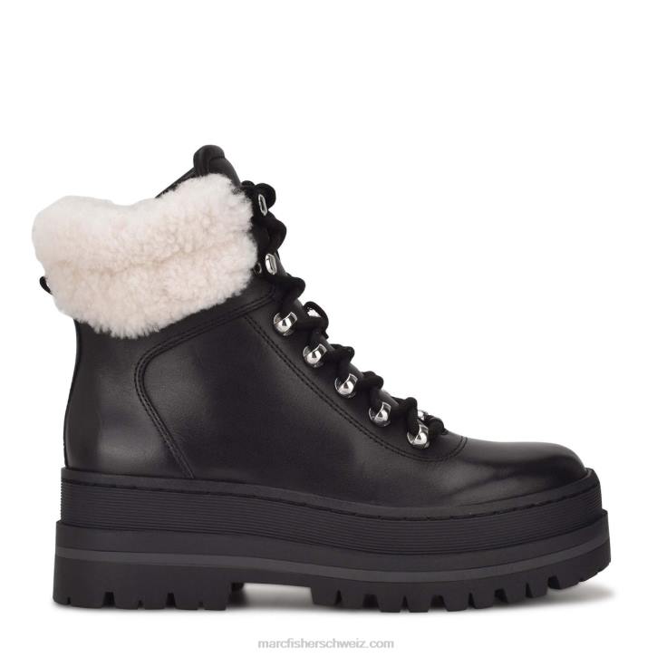 Marc Fisher Frauen schwarzes Leder Pierson-Stiefel mit Stollensohle 48XZ8