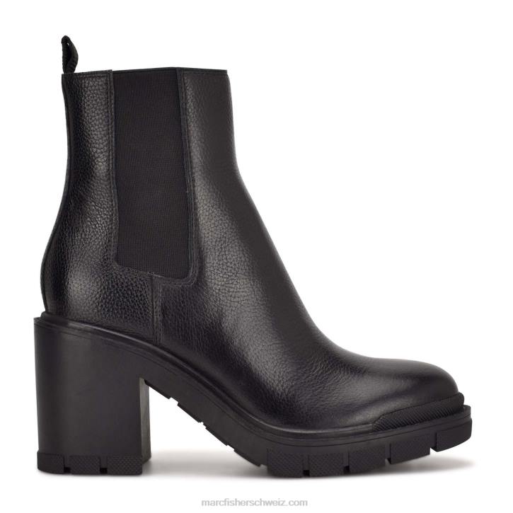 Marc Fisher Frauen schwarzes Leder Vanlisa Kampfstiefelette mit Absatz 48XZ12