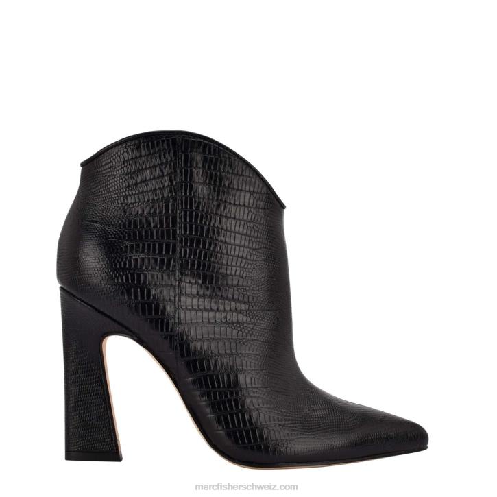 Marc Fisher Frauen schwarzes Leder mit Krokoprägung Masina-Stiefeletten 48XZ111
