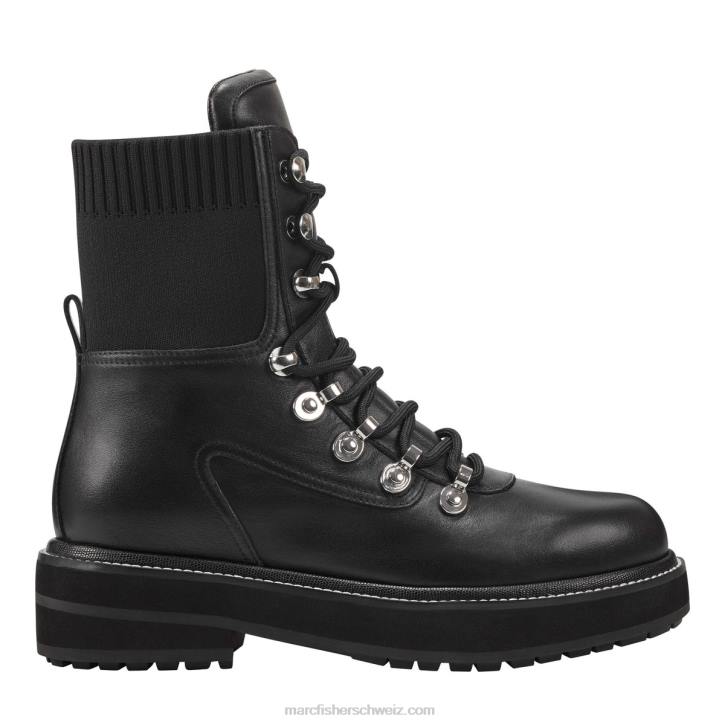 Marc Fisher Frauen schwarzes Leder multi Elwa Schnürstiefelette 48XZ24