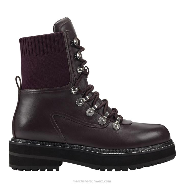 Marc Fisher Frauen weinrot/schwarzes Leder Elwa Schnürstiefelette 48XZ29