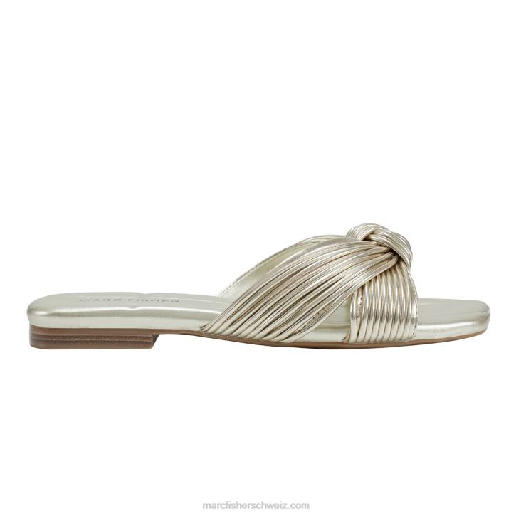 Marc Fisher Frauen Gold Flache Laury-Sandale 48XZ302
