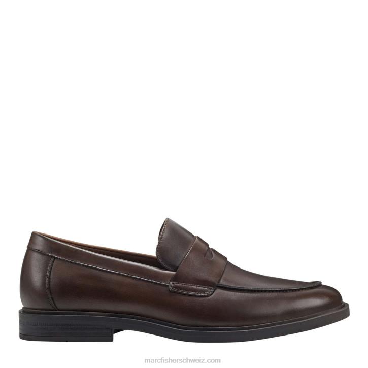Marc Fisher Männer dunkelbraunes Leder Damitri Kleid-Loafer 48XZ732